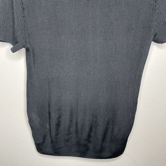 MADEWELL Sweater Tee Women Small Black Micro-Rib Knit Stretch Viscose NQ337 - Picture 9 of 13